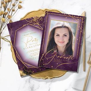 Fine Lines Gold Abstract Afstuderen Plum ID907