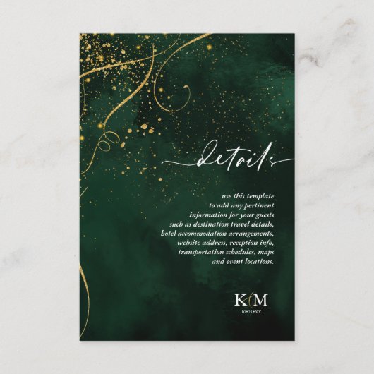 Fine Lines Gold Abstract Details Emerald ID867 Informatiekaartje (Voorkant)