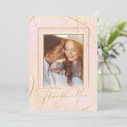 Fine Lines Gold Abstract Wedding Bedankt B-ID867 (Staand voorkant)