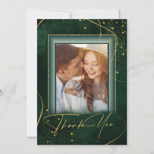 Fine Lines Gold Abstract Wedding Bedankt Grn ID867 (Voorkant)