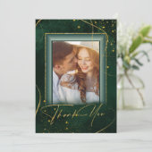 Fine Lines Gold Abstract Wedding Bedankt Grn ID867 (Staand voorkant)