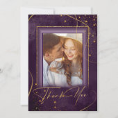 Fine Lines Gold Abstract Wedding Bedankt Plum ID86 (Voorkant)
