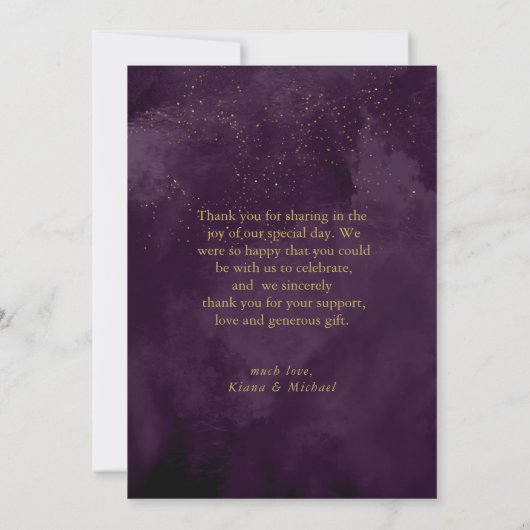 Fine Lines Gold Abstract Wedding Bedankt Plum ID86 (Achterkant)