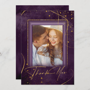 Fine Lines Gold Abstract Wedding Bedankt Plum ID86