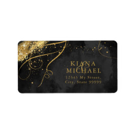 Fine Lines Gold Abstract Wedding Black ID867 Etiket