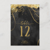 Fine Lines Gold Abstract Wedding Black ID867 Kaart (Voorkant)