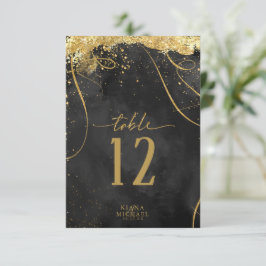 Fine Lines Gold Abstract Wedding Black ID867 Kaart