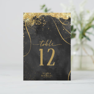 Fine Lines Gold Abstract Wedding Black ID867 Kaart