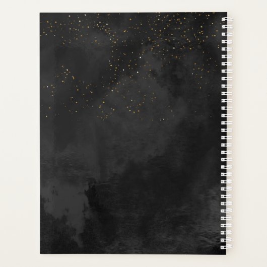 Fine Lines Gold Abstract Wedding Black ID867 Planner (Achterkant)