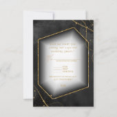 Fine Lines Gold Abstract Wedding Black ID867 RSVP Kaartje (Voorkant)