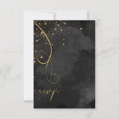 Fine Lines Gold Abstract Wedding Black ID867 RSVP Kaartje (Achterkant)