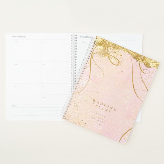 Fine Lines Gold Abstract Wedding Blush ID867 Planner (Display)