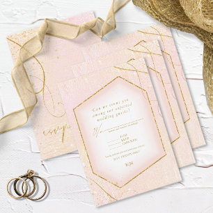Fine Lines Gold Abstract Wedding Blush ID867 RSVP Kaartje