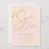 Fine Lines Gold Abstract Wedding Blush ID867 Save The Date (Voorkant)