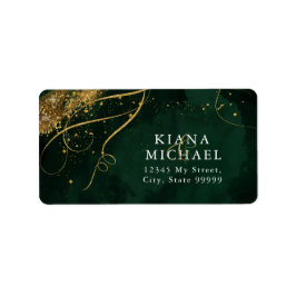 Fine Lines Gold Abstract Wedding Emerald ID867 Etiket