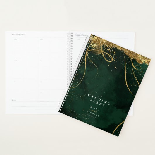 Fine Lines Gold Abstract Wedding Emerald ID867 Planner (Display)
