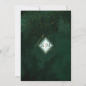 Fine Lines Gold Abstract Wedding Emerald ID867 Save The Date (Achterkant)