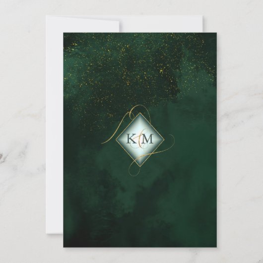 Fine Lines Gold Abstract Wedding Emerald ID867 Save The Date (Achterkant)
