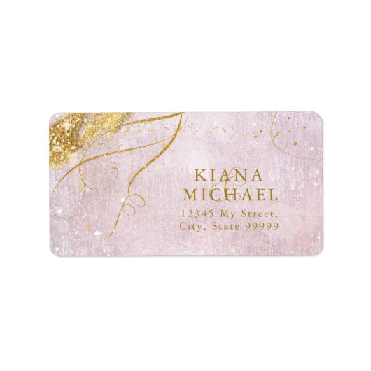 Fine Lines Gold Abstract Wedding Mauve ID867 Etiket (Voorkant)
