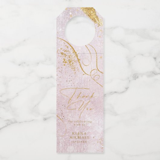 Fine Lines Gold Abstract Wedding Mauve ID867 Flessenhanger (Voorkant)