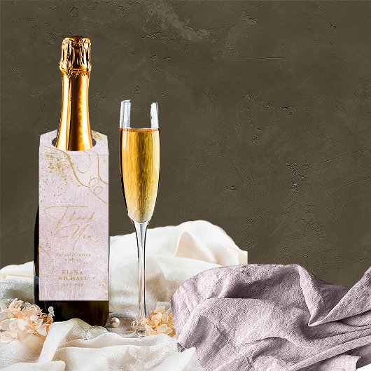 Fine Lines Gold Abstract Wedding Mauve ID867 Flessenhanger