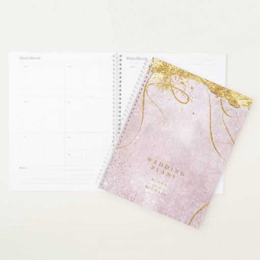 Fine Lines Gold Abstract Wedding Mauve ID867 Planner (Display)