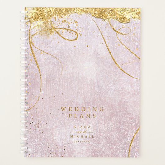Fine Lines Gold Abstract Wedding Mauve ID867 Planner (Voorkant)