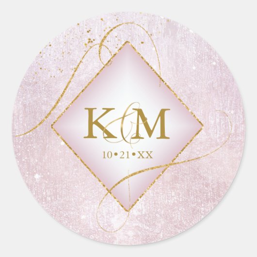 Fine Lines Gold Abstract Wedding Mauve ID867 Ronde Sticker (Voorkant)