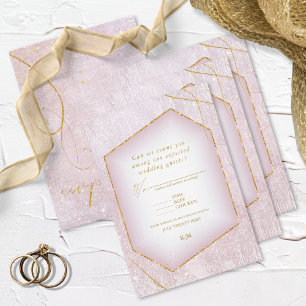 Fine Lines Gold Abstract Wedding Mauve ID867 RSVP Kaartje