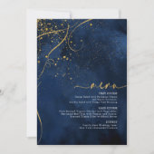 Fine Lines Gold Abstract Wedding Menu 1 Navy ID867 (Voorkant)