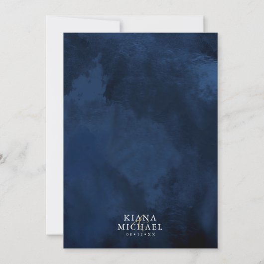 Fine Lines Gold Abstract Wedding Menu 1 Navy ID867 (Achterkant)