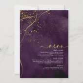 Fine Lines Gold Abstract Wedding Menu 1 Plum ID867 (Voorkant)