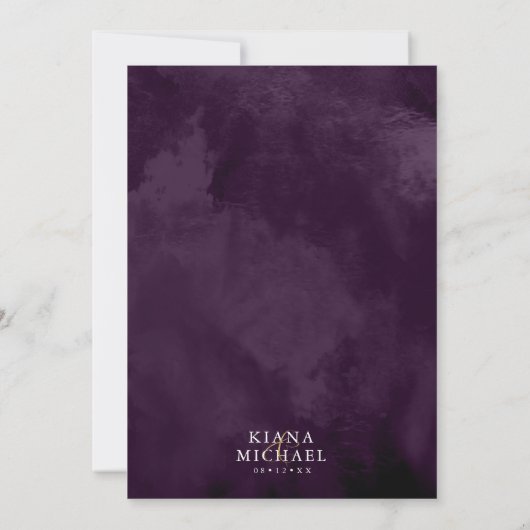 Fine Lines Gold Abstract Wedding Menu 1 Plum ID867 (Achterkant)