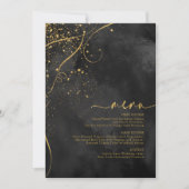 Fine Lines Gold Abstract Wedding Menu V1 Bk ID867 (Voorkant)