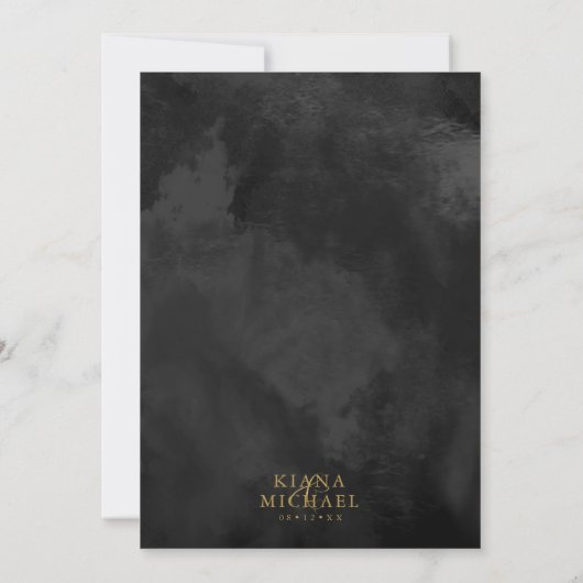Fine Lines Gold Abstract Wedding Menu V1 Bk ID867 (Achterkant)