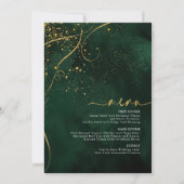 Fine Lines Gold Abstract Wedding Menu V1 Grn ID867 (Voorkant)
