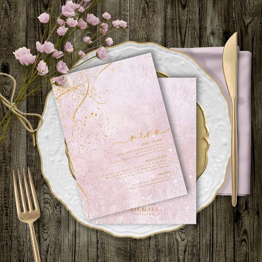 Fine Lines Gold Abstract Wedding Menu V1 Mv ID867