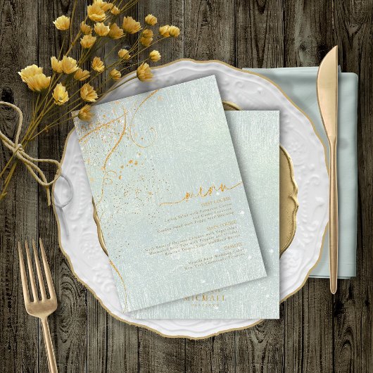 Fine Lines Gold Abstract Wedding Menu V1 Sg ID867