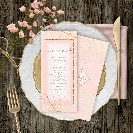 Fine Lines Gold Abstract Wedding Menu V2 B ID867
