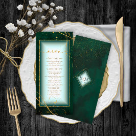 Fine Lines Gold Abstract Wedding Menu V2 Grn ID867