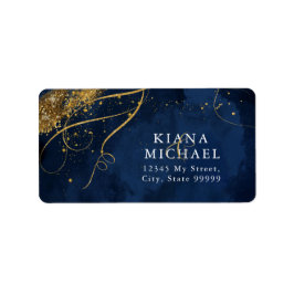 Fine Lines Gold Abstract Wedding Navy ID867 Etiket