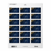 Fine Lines Gold Abstract Wedding Navy ID867 Etiket (Full Sheet)