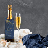 Fine Lines Gold Abstract Wedding Navy ID867 Flessenhanger