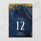 Fine Lines Gold Abstract Wedding Navy ID867 Kaart (Voorkant)
