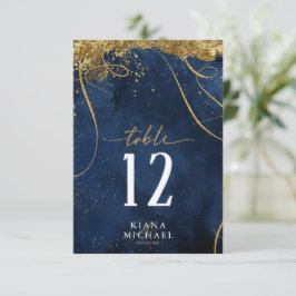 Fine Lines Gold Abstract Wedding Navy ID867 Kaart