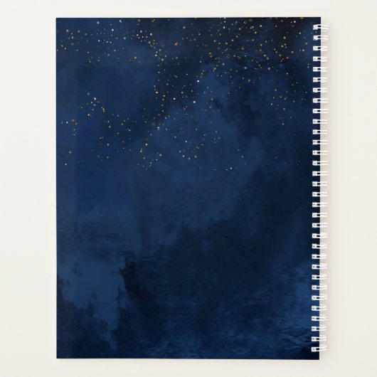 Fine Lines Gold Abstract Wedding Navy ID867 Planner (Achterkant)