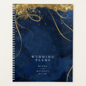 Fine Lines Gold Abstract Wedding Navy ID867 Planner (Voorkant)