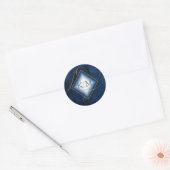 Fine Lines Gold Abstract Wedding Navy ID867 Ronde Sticker (Envelop)