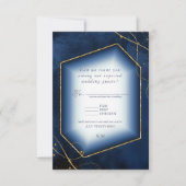 Fine Lines Gold Abstract Wedding Navy ID867 RSVP Kaartje (Voorkant)
