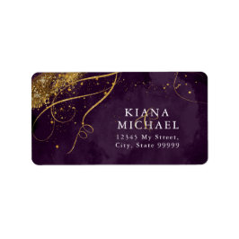 Fine Lines Gold Abstract Wedding Plum ID867 Etiket